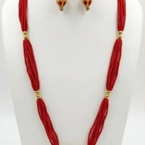 PUCHO Jewellery Brass, Copper Gold, Red Jewel Set (Pack of 3)