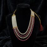 Men's Purple Pearl Beaded Multi-Layer Groom Mala with Kundan Brooch & Accessories