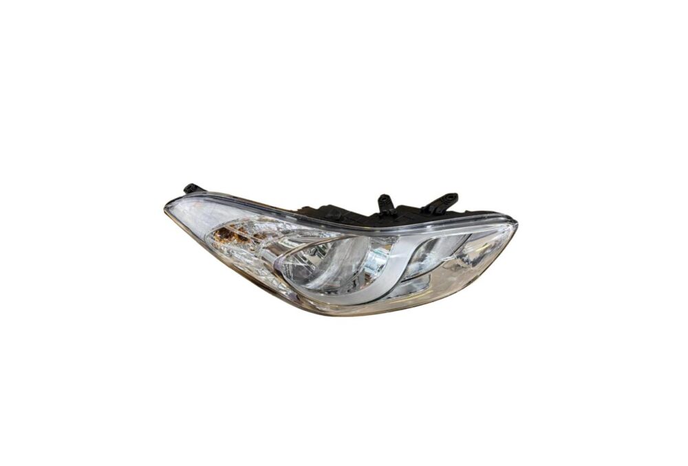Hyundai Elantra headlight assembly side view, clear lens halogen headlamp 2012-2016