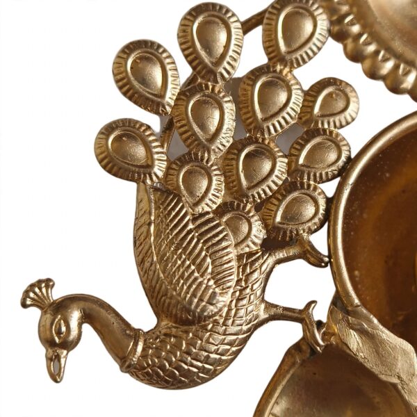 Decorative golden diya set with centre bowl