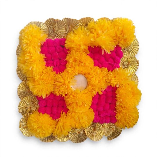 Floral Pooja Rangoli with Diya Holder