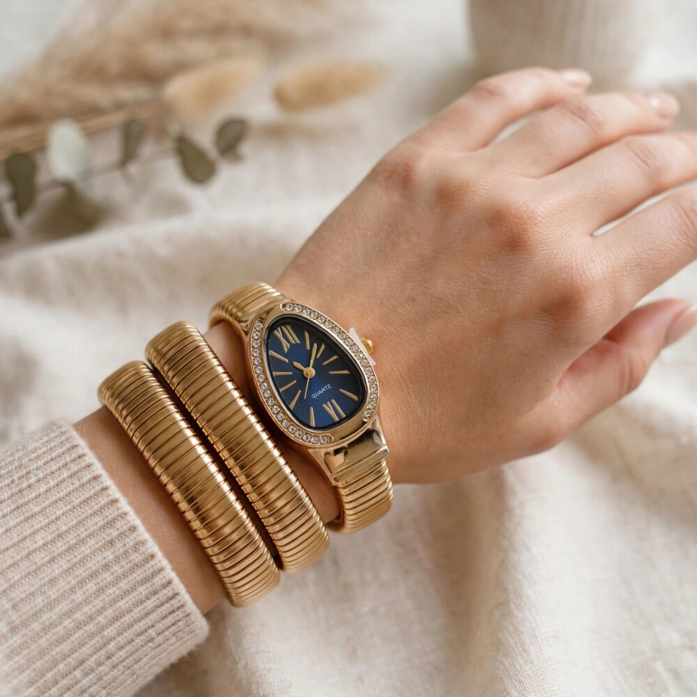 Golden Snake Bracelet Watch for Women – view 2