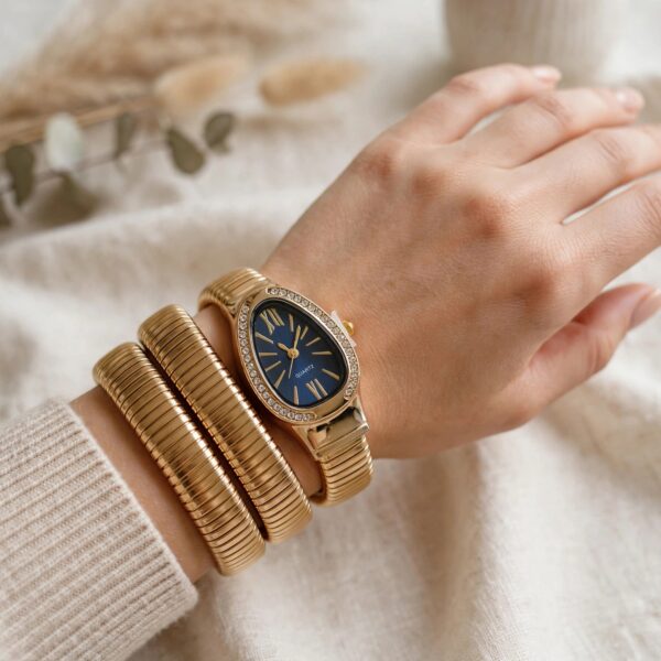 Golden Snake Bracelet Watch for Women – view 2