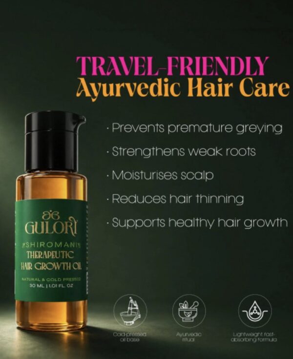 Gulori Shiromani travel-friendly Ayurvedic hair oil